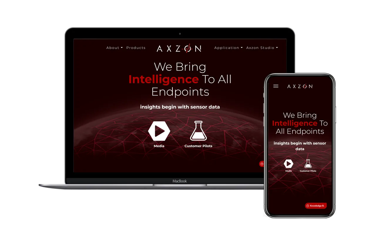 Sitio web de Axzon en laptop y móvil