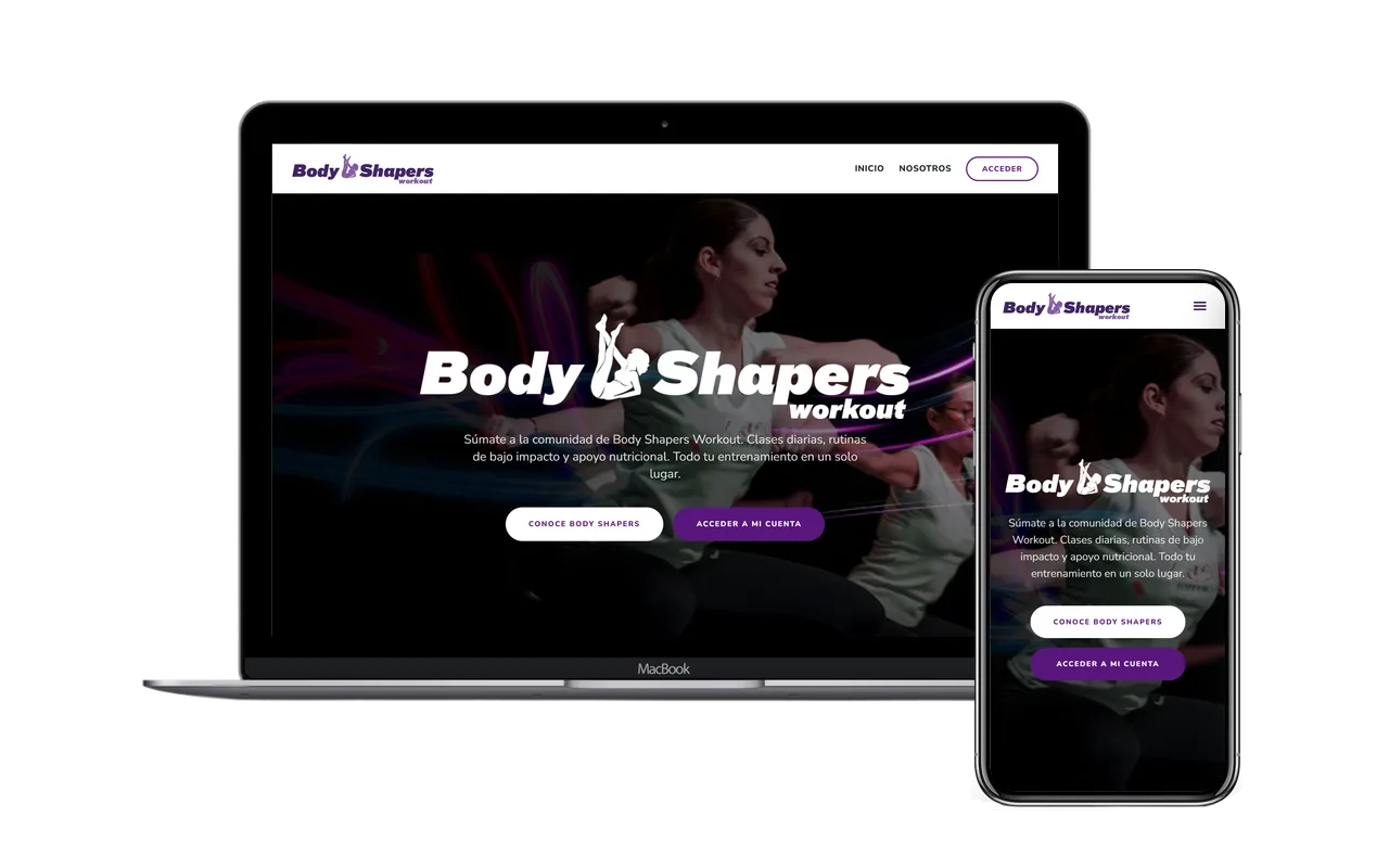 Plataforma Body Shapers Workout en laptop y móvil